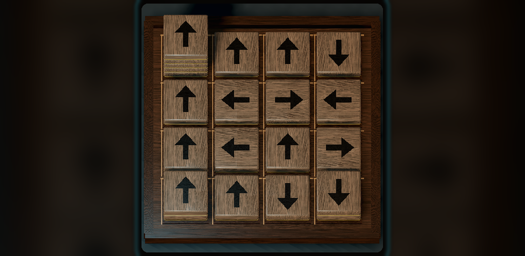 Arrowshift wooden directional tile puzzle board